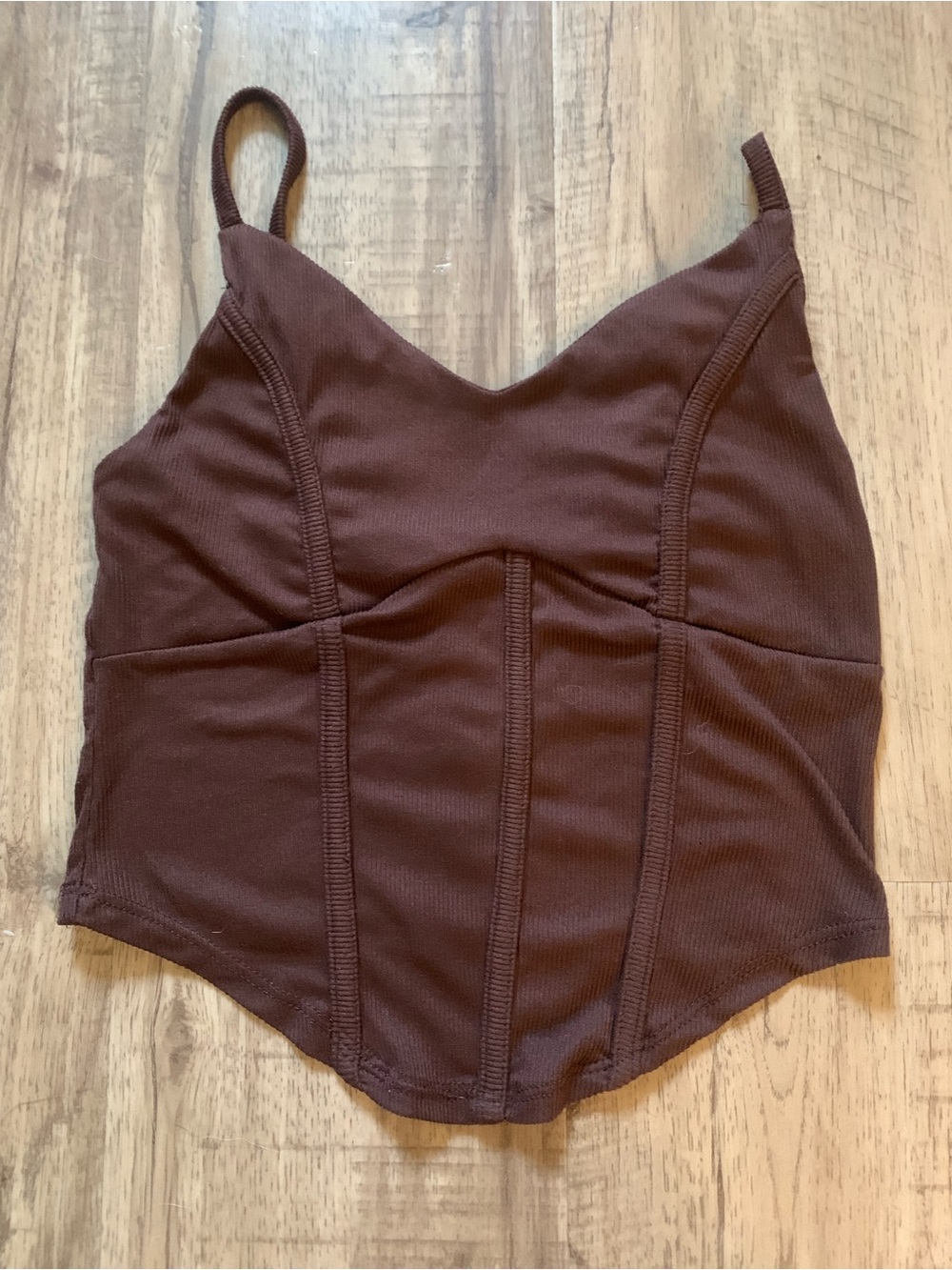 Streetwear Brown Ribbed Corset Tank-top